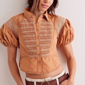 🍀We the Free Molly Smocked Top Size M